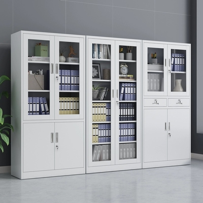4 Door Free Standing Filing Cabinet Cupboard Storage Cabinet Stalinite Showcase Locking File Organizer for Office Pantry Garage
