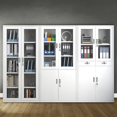 4 Door Free Standing Filing Cabinet Cupboard Storage Cabinet Stalinite Showcase Locking File Organizer for Office Pantry Garage