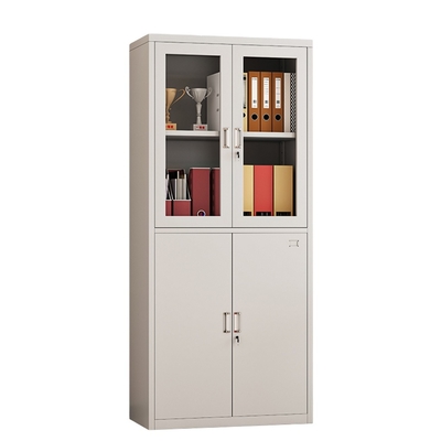 Modern Steel File Cabinet with Glass and Metal Doors Adjustable Office Furniture for Home School Workshop Warehouse Storage