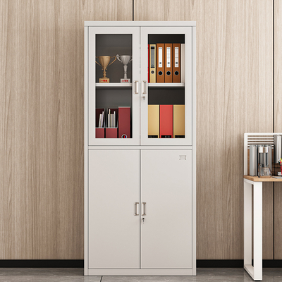 Modern Steel File Cabinet with Glass and Metal Doors Adjustable Office Furniture for Home School Workshop Warehouse Storage