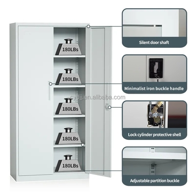 Metal Steel 2 Swing Door 4 Shelves Office  Filing Storage Cabinet Lock Organizer for Office Garage  School