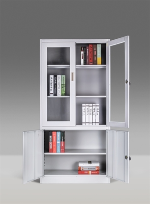 Modern Design 2-Door Glass Steel Cabinet with Adjustable Shelf Factory Metal Filing Cupboard for Home Office Storage Cabinet