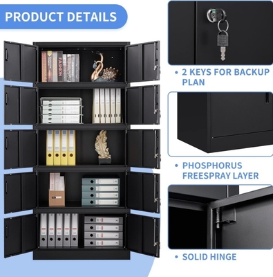 Industrial Design 71\" Black Steel Filing Cabinet with 10 Locking Doors Tool Box Office Home Garage Living Room Hospital Storage