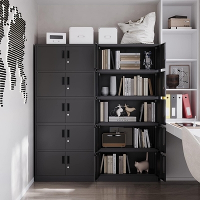 Industrial Design 71\" Black Steel Filing Cabinet with 10 Locking Doors Tool Box Office Home Garage Living Room Hospital Storage