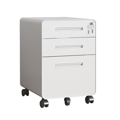 Metal Mobile Pedestal Side Cabinet with 3 Drawers Steel Filing Storage for Home Office School Living Room Workshop-Space Saving