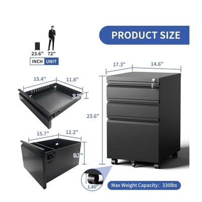 Hot Sale 3-Drawer Office Furniture Full Rustproof Steel File Cabinet With Protection Storage Unit for Home or Gym Use