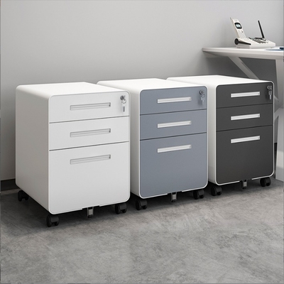 Modern 3-Drawer Steel Office Furniture Mobile Pedestal File Cabinet Key Lock Schools Living Room Warehouse Workshop Hotel