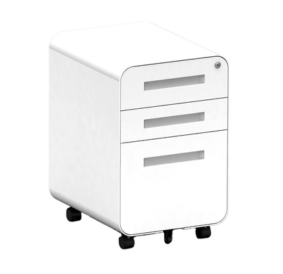 Movable 3-Drawer Steel Mobile Pedestal Cabinet Underdesk File Storage with Adjustable Height Lockable Rollers for Office Use