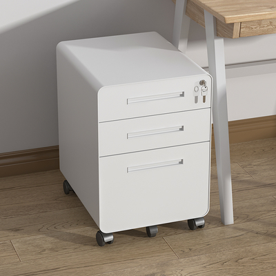Movable 3-Drawer Steel Mobile Pedestal Cabinet Underdesk File Storage with Adjustable Height Lockable Rollers for Office Use