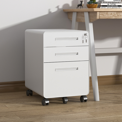 Movable 3-Drawer Steel Mobile Pedestal Cabinet Underdesk File Storage with Adjustable Height Lockable Rollers for Office Use