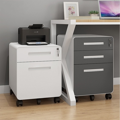 Movable 3-Drawer Steel Mobile Pedestal Cabinet Underdesk File Storage with Adjustable Height Lockable Rollers for Office Use