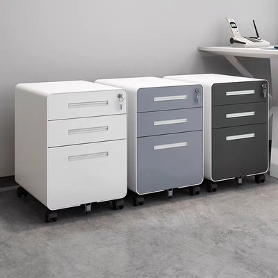 Movable 3-Drawer Steel Mobile Pedestal Cabinet Underdesk File Storage with Adjustable Height Lockable Rollers for Office Use