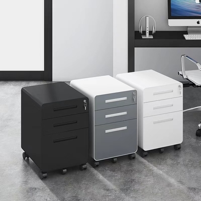 Movable 3-Drawer Steel Mobile Pedestal Cabinet Underdesk File Storage with Adjustable Height Lockable Rollers for Office Use