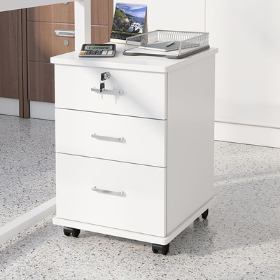 Steel Mobile Pedestal File Cabinet with 3 Lockable Drawers and Wheels Office Movable Storage