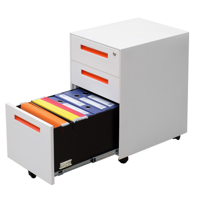 Adjustable 3-Drawer Metal Mobile File Cabinet Movable Pedestal Printer Stand A4 Size Home Office Activity Storage Folder