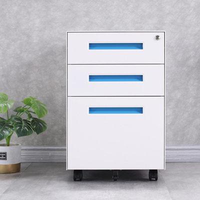 Adjustable 3-Drawer Metal Mobile File Cabinet Movable Pedestal Printer Stand A4 Size Home Office Activity Storage Folder