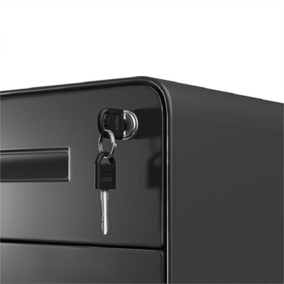 Compact Metal File Cabinet 3 Drawers Rounded Corners Removable Pedestal Home Bedroom School Work-White Grey Black Steel Storage