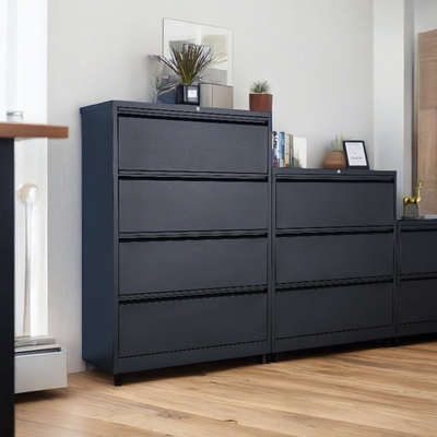 4-Drawer Steel Vertical Filing Cabinet Adjustable Office Storage Efficient Home Office Warehouse Workshop Document Management