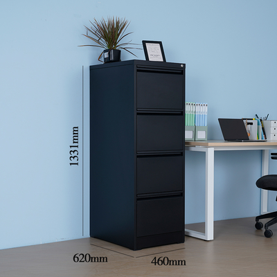 Essential 4-Drawer Vertical Office Filing Cabinet Black Steel Adjustable for Home Office Warehouse Workshop Gym Use