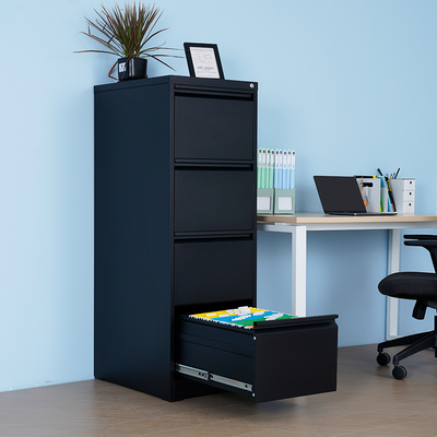 Essential 4-Drawer Vertical Office Filing Cabinet Black Steel Adjustable for Home Office Warehouse Workshop Gym Use