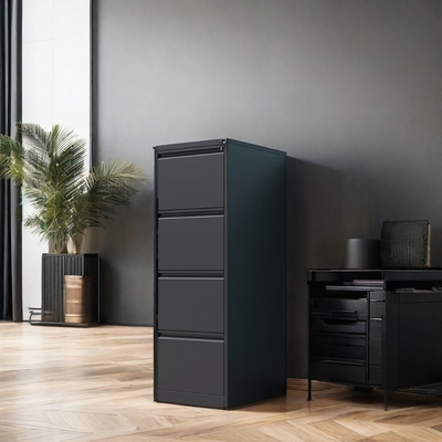 Essential 4-Drawer Vertical Office Filing Cabinet Black Steel Adjustable for Home Office Warehouse Workshop Gym Use