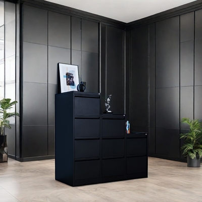 Large Capacity Black Metal 3-Drawer Filing Cabinet Adjustable Office Furniture Steel Storage Home Office Bedroom Kitchen Plastic