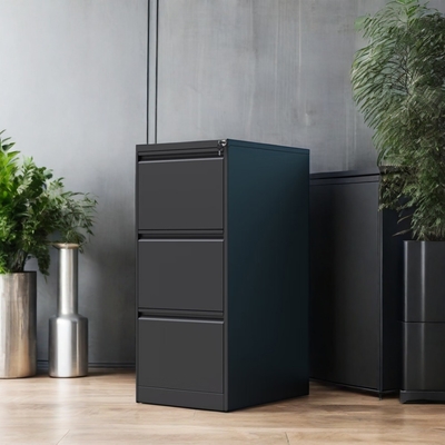 Large Capacity Black Metal 3-Drawer Filing Cabinet Adjustable Office Furniture Steel Storage Home Office Bedroom Kitchen Plastic
