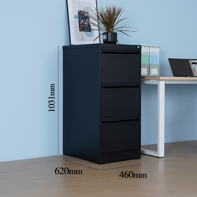 Large Capacity Black Metal 3-Drawer Filing Cabinet Adjustable Office Furniture Steel Storage Home Office Bedroom Kitchen Plastic
