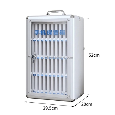 Transparent Lockable Mobile Phone Storage Box Aluminium 36 Cell  Positions Construction Handle and Wall Lock Wide Applications