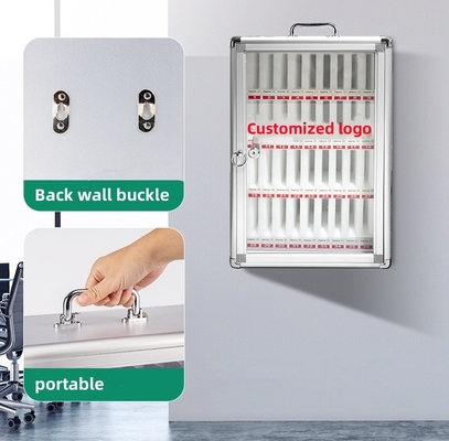 Student Aluminum Alloy Wall clear Acrylic Storage Lockable Mobile Phone Holder Cabinet