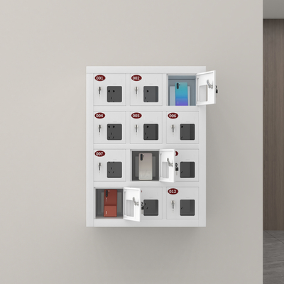 Modern 12-Door Metal Steel Storage Cabinet Cell Phone Charging Locker for Office School Gym Supermarket Hospital Use