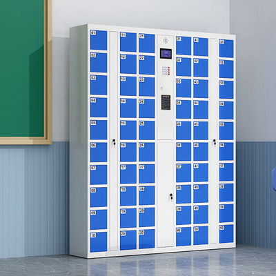 Intelligent System 60-Door Metal Phone Locker Efficient Barcode Storage Cabinet for School Gym Hospital