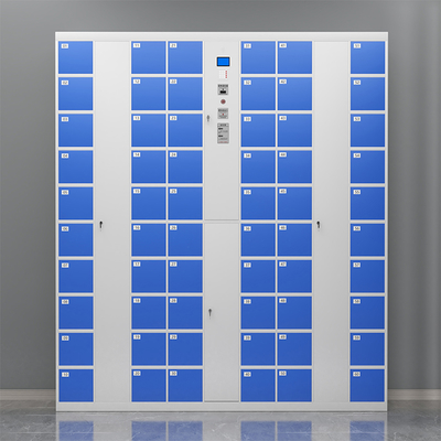 Intelligent System 60-Door Metal Phone Locker Efficient Barcode Storage Cabinet for School Gym Hospital