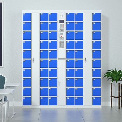 Intelligent System 60-Door Metal Phone Locker Efficient Barcode Storage Cabinet for School Gym Hospital