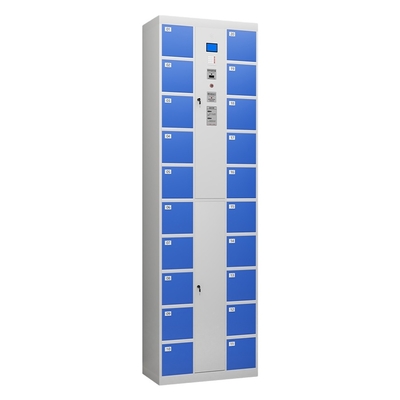 Modern Design Metal Intelligent Swipe Card & Barcode Access Phone Storage Cabinet 20-Door Supermarket & Gym Use Phone Locker