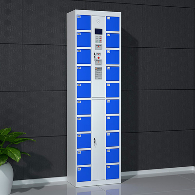 Modern Design Metal Intelligent Swipe Card & Barcode Access Phone Storage Cabinet 20-Door Supermarket & Gym Use Phone Locker