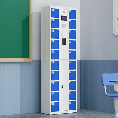 Modern Design Metal Intelligent Swipe Card & Barcode Access Phone Storage Cabinet 20-Door Supermarket & Gym Use Phone Locker