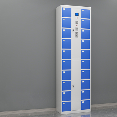 Modern Design Metal Intelligent Swipe Card & Barcode Access Phone Storage Cabinet 20-Door Supermarket & Gym Use Phone Locker