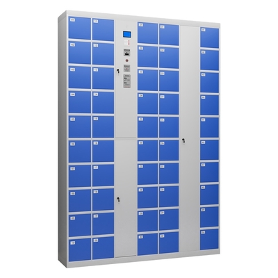 Modern 50-Door Metal Phone Storage Cabinet Intelligent System Barcode Locker for Gym School Supermarket and Hospital Use