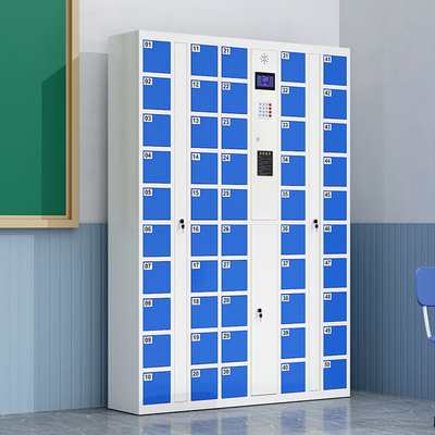 Modern 50-Door Metal Phone Storage Cabinet Intelligent System Barcode Locker for Gym School Supermarket and Hospital Use