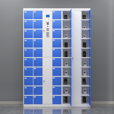 Modern 50-Door Metal Phone Storage Cabinet Intelligent System Barcode Locker for Gym School Supermarket and Hospital Use