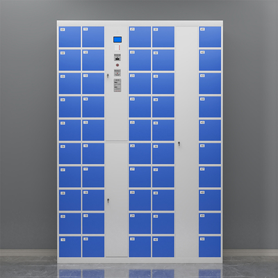 Modern 50-Door Metal Phone Storage Cabinet Intelligent System Barcode Locker for Gym School Supermarket and Hospital Use