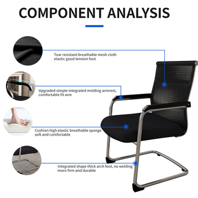 Ergonomic Mesh Office Chair Without Wheels for Visitor Meeting and Training Computer-Friendly