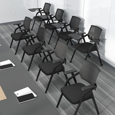Hot Sale Mesh Office  Study Chair With Folding Writing Table Folding Training Chair Meeting Chair