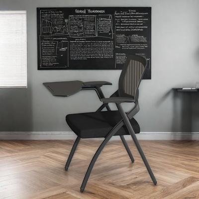 Hot Sale Mesh Office  Study Chair With Folding Writing Table Folding Training Chair Meeting Chair