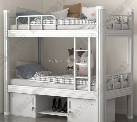 Modern Without Screws Black Metal Double Bunk Bed Frame Safety Rails Storage for Adult Hostels  Teenagers Bedroom