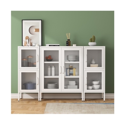 Sideboard Cabinet Steel Foot Storage Tv Stand Storage Cabinets Modern Living Room White Glass Door Dining Sideboards