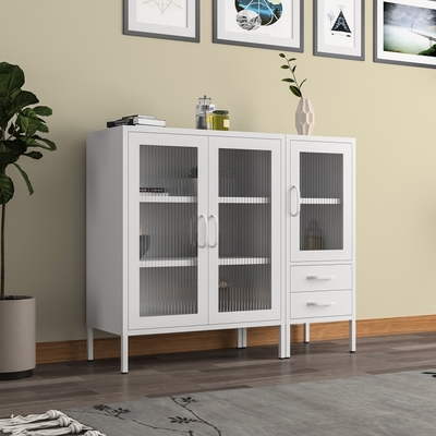 Sideboard Cabinet Steel Foot Storage Tv Stand Storage Cabinets Modern Living Room White Glass Door Dining Sideboards