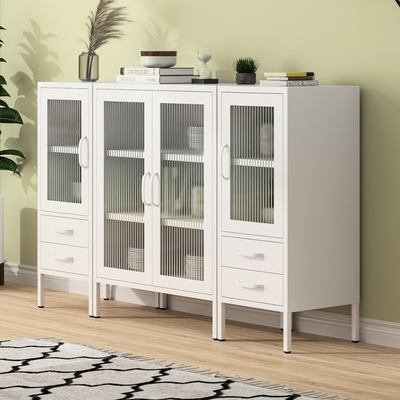 Sideboard Cabinet Steel Foot Storage Tv Stand Storage Cabinets Modern Living Room White Glass Door Dining Sideboards