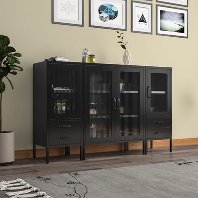 Sideboard Cabinet Steel Foot Storage Tv Stand Storage Cabinets Modern Living Room White Glass Door Dining Sideboards